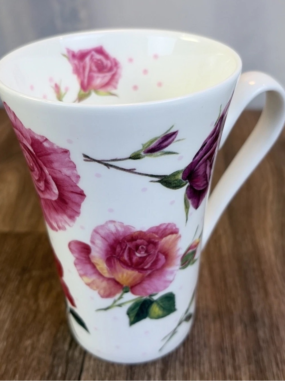 Roy Kirkham Fine Bone China 5" Floral Pink Roses Mug Exclusive Design England